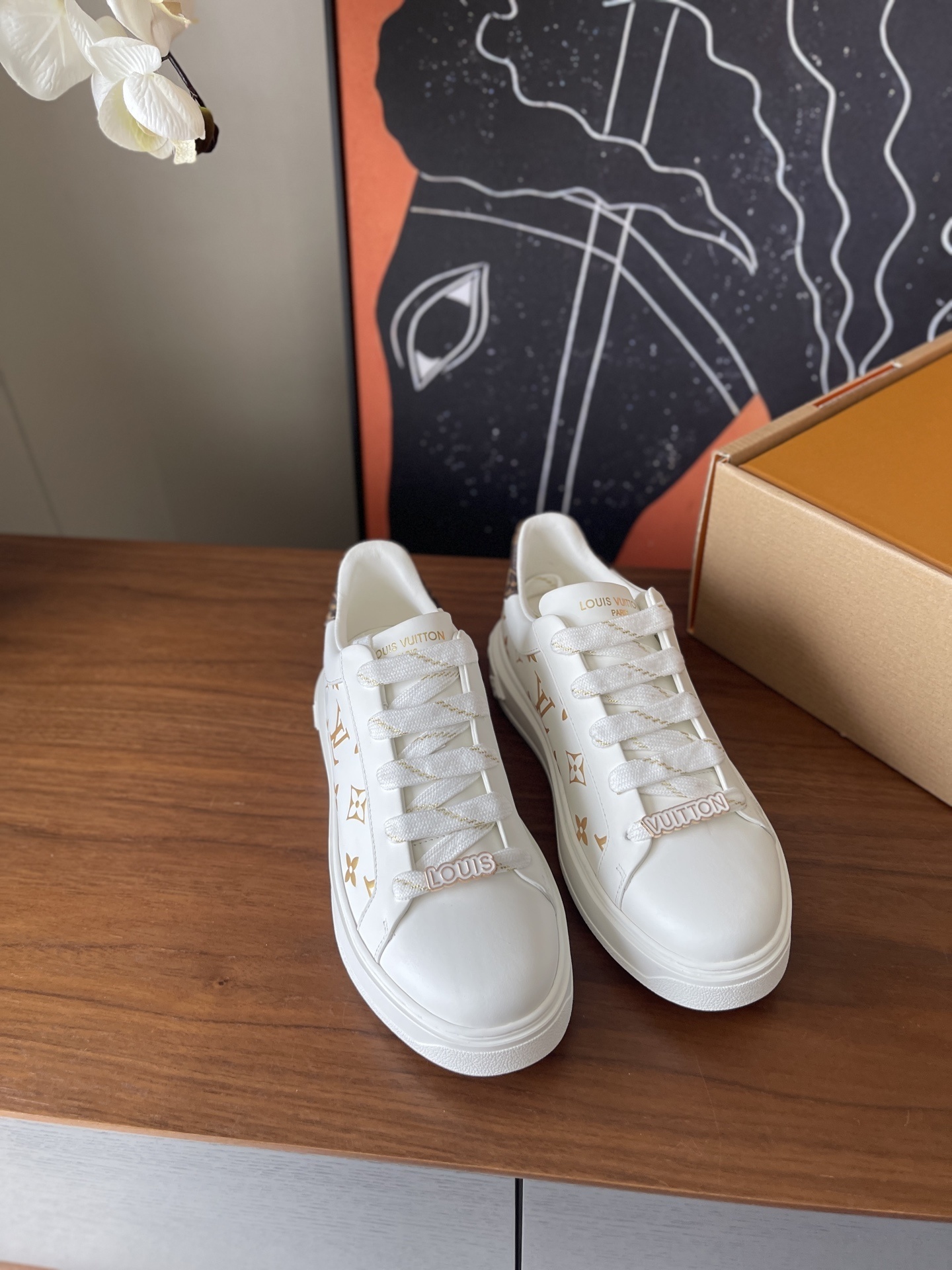 Louis Vuitton Time Out Sneakers – White Monogram Leather