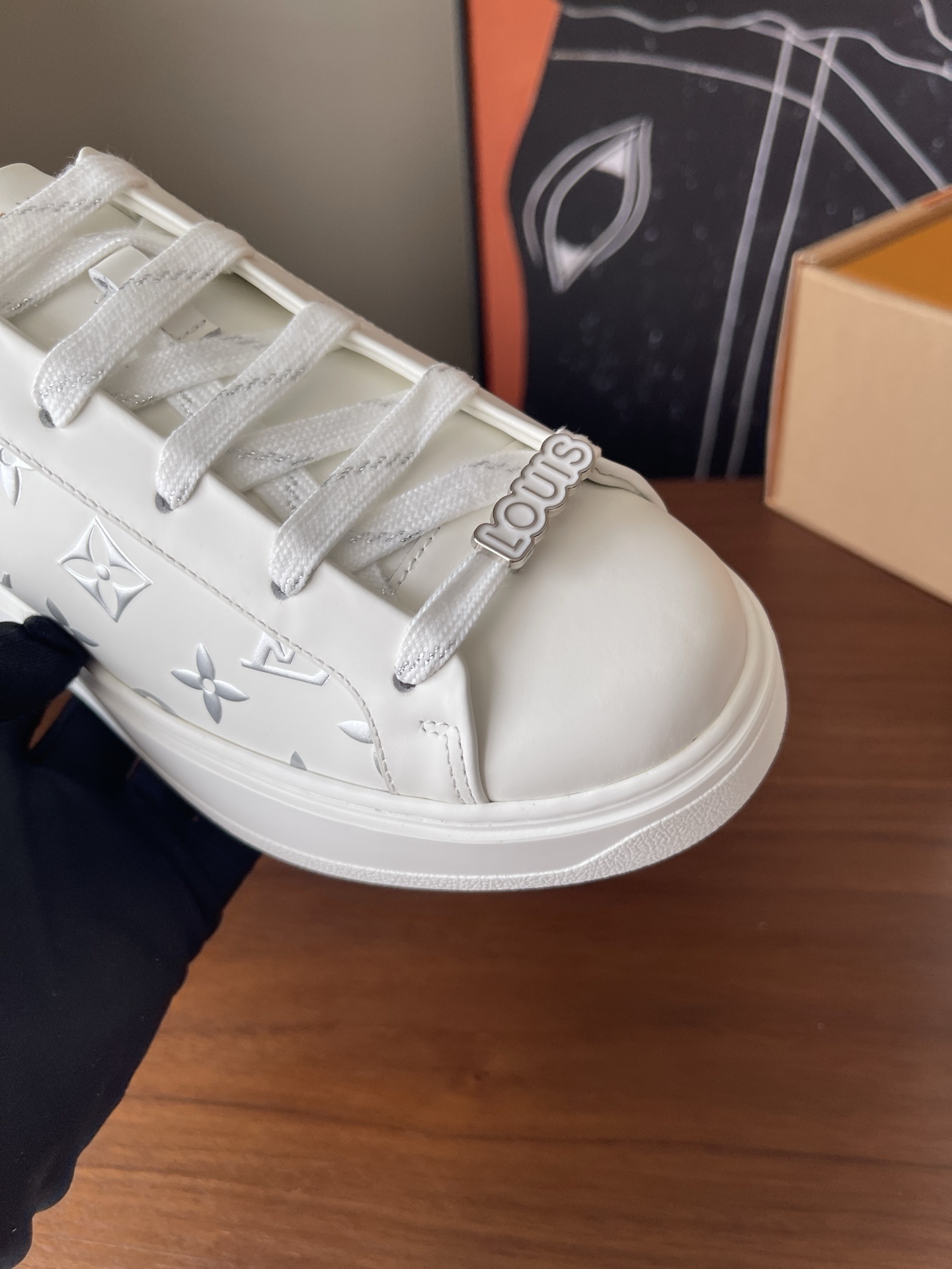 Louis Vuitton White Leather Monogram Embossed Low-Top Sneakers