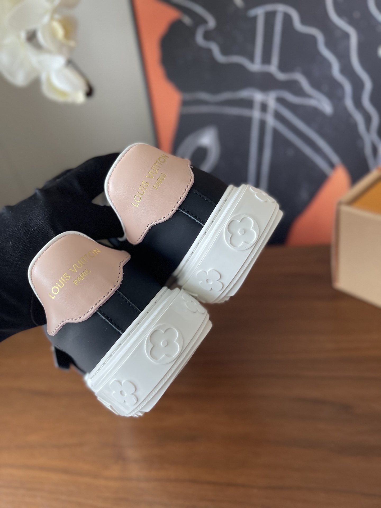 Louis Vuitton Frontrow Black Leather Sneakers with Gold Charms