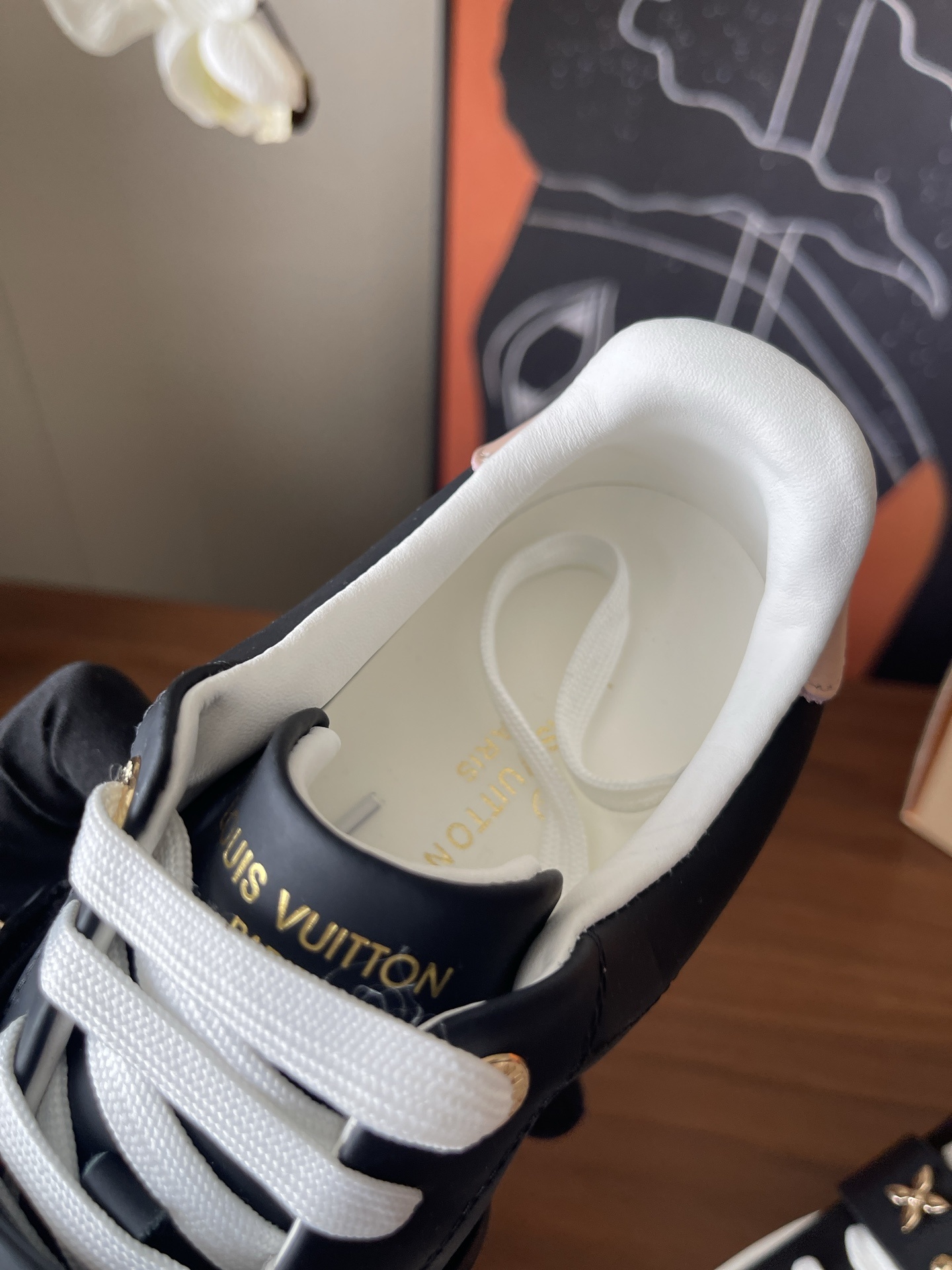 Louis Vuitton Frontrow Black Leather Sneakers with Gold Charms
