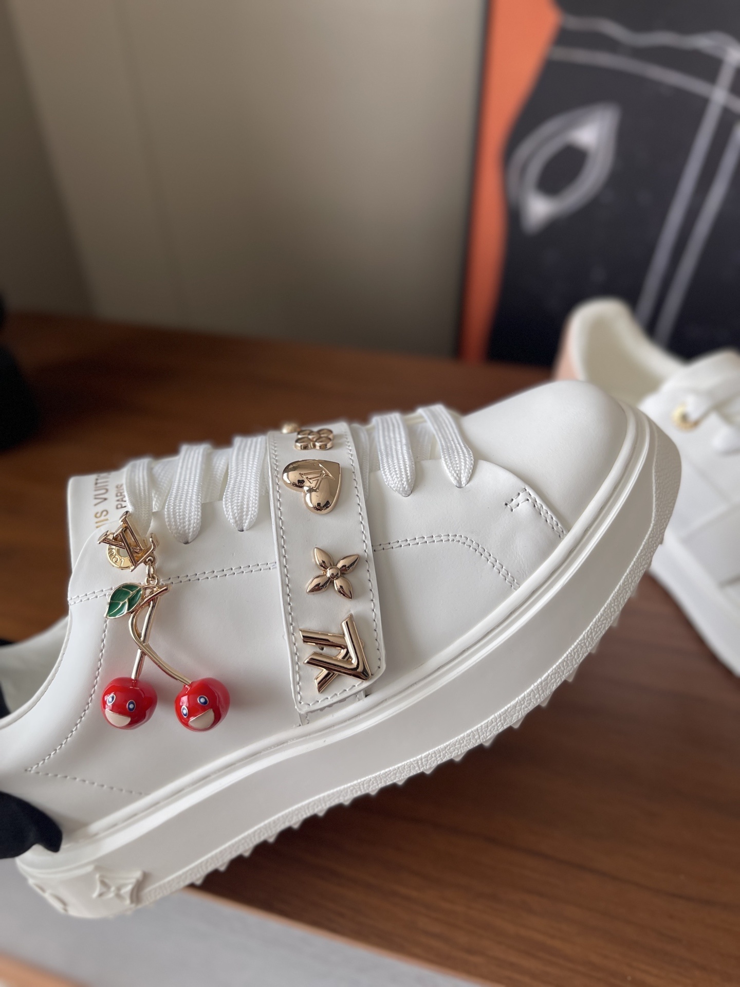 Louis Vuitton Frontrow Women's White Leather Sneakers with Charms