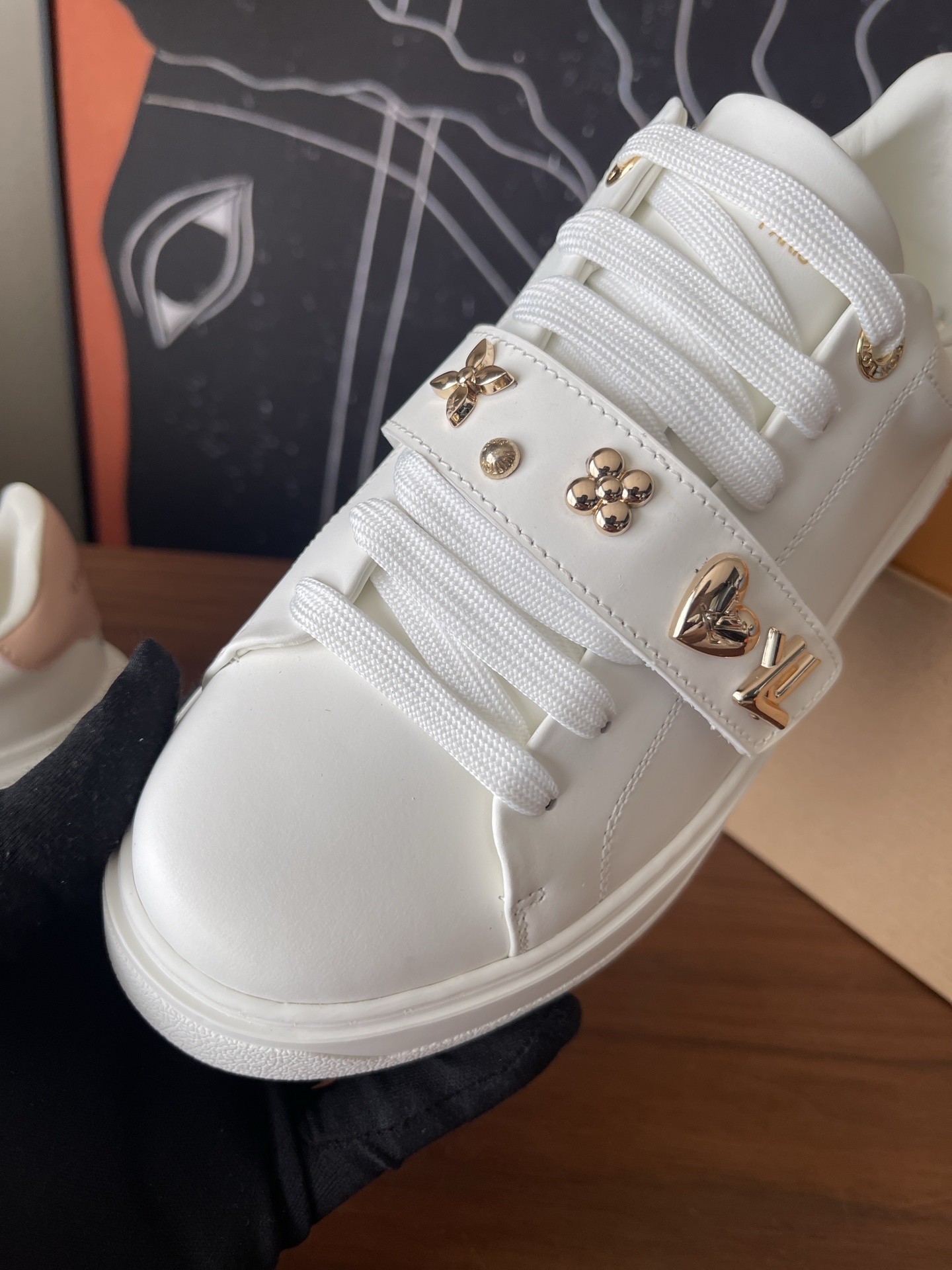 Louis Vuitton Frontrow Women's White Leather Sneakers with Charms