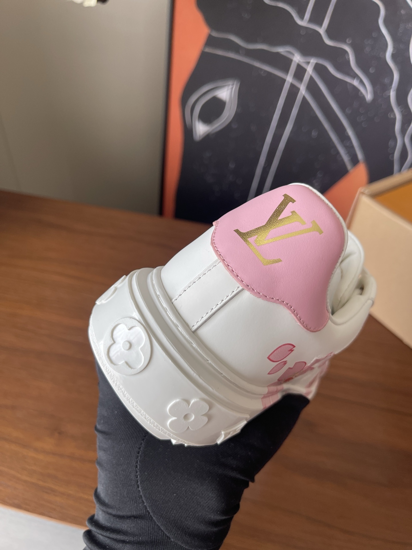 Louis Vuitton White Leather Pink Cherry Blossom Platform Sneakers