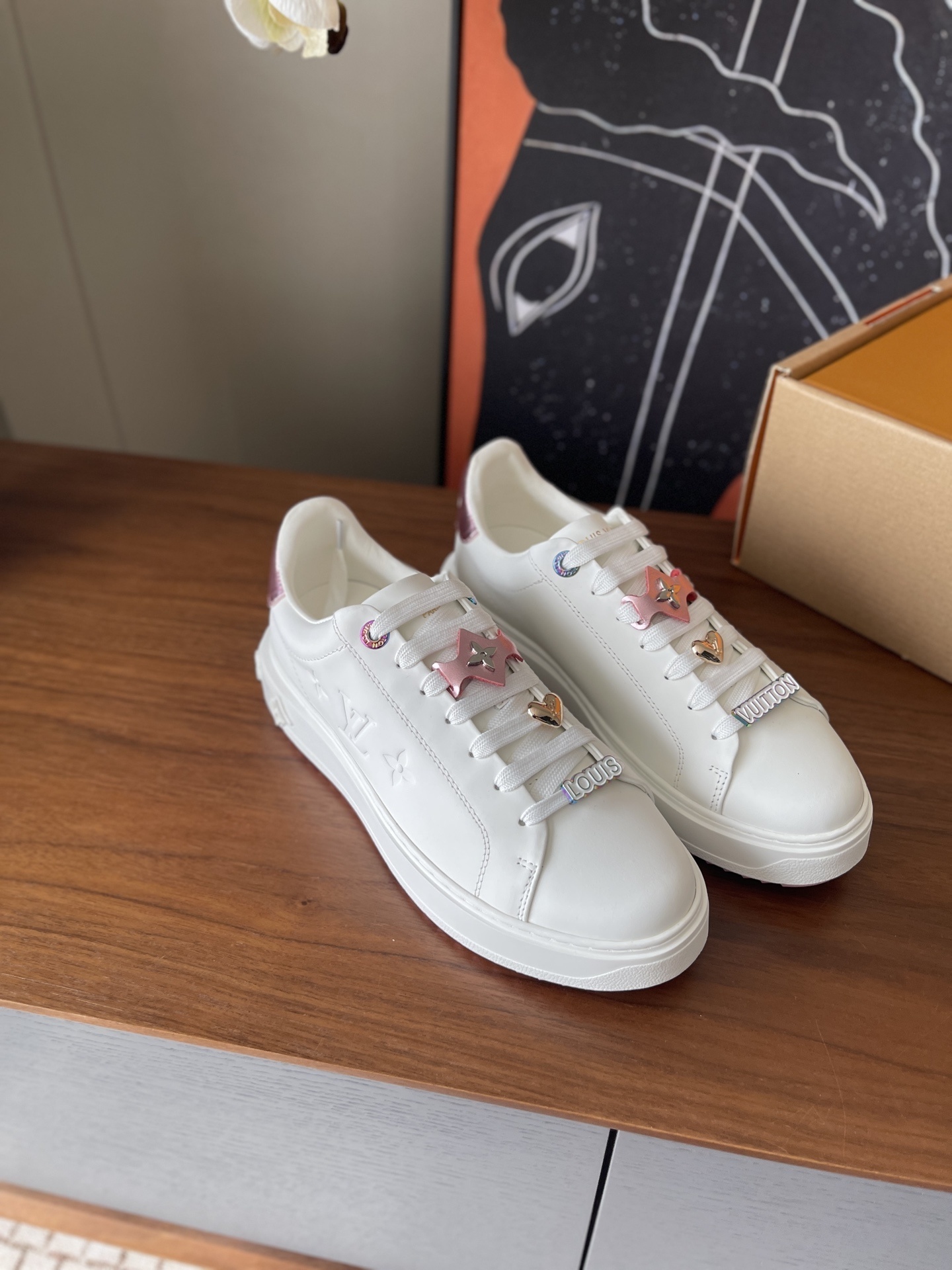 Louis Vuitton Time Out Sneaker White Leather with Luxury Charms