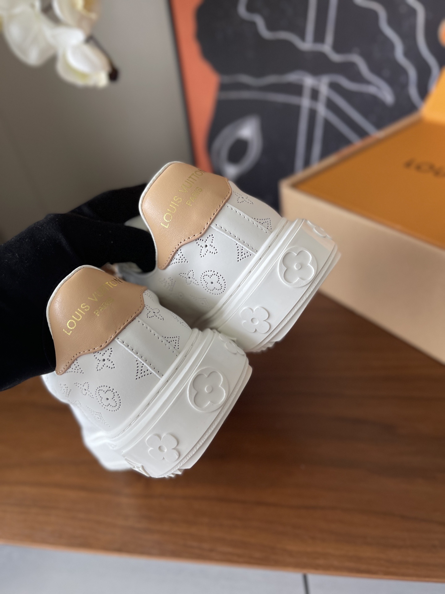 Louis Vuitton White Monogram Time Out Sneakers with Cherry Charm