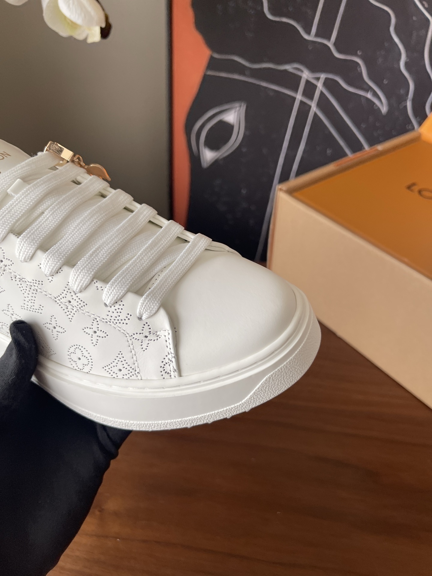 Louis Vuitton White Monogram Time Out Sneakers with Cherry Charm