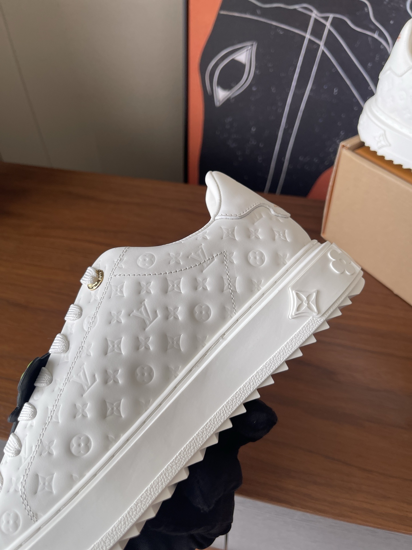 Louis Vuitton Monogram White Platform Sneakers with Cartoon Charms