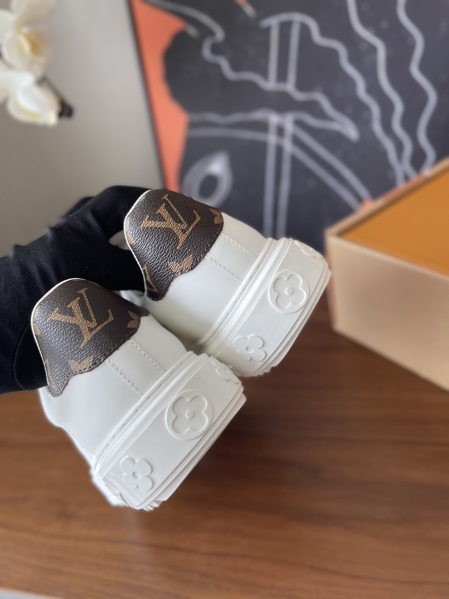 Louis Vuitton Time Out White Monogram Embossed Leather Sneakers