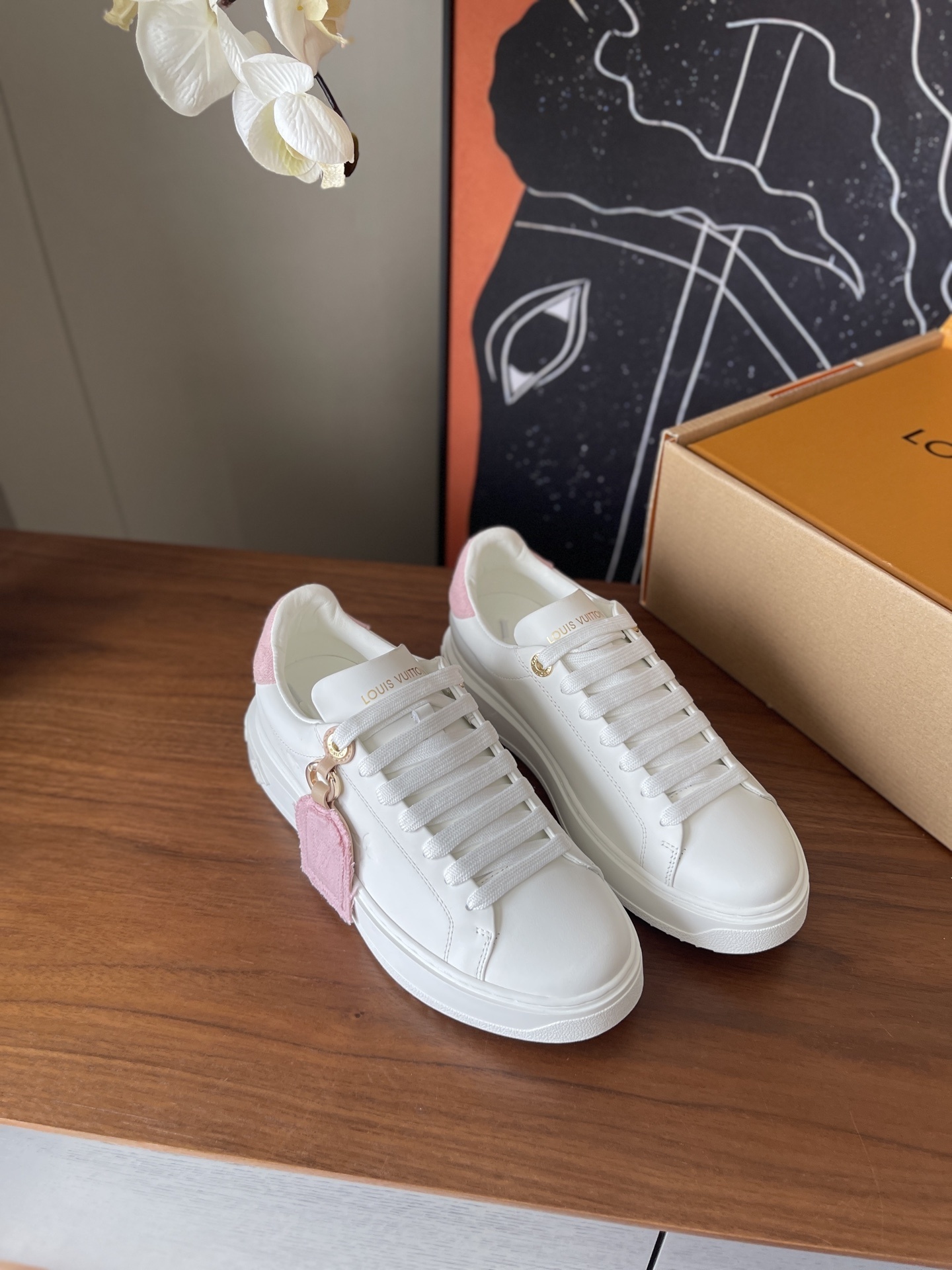 Louis Vuitton Women’s Time Out Sneaker – White & Pink Leather