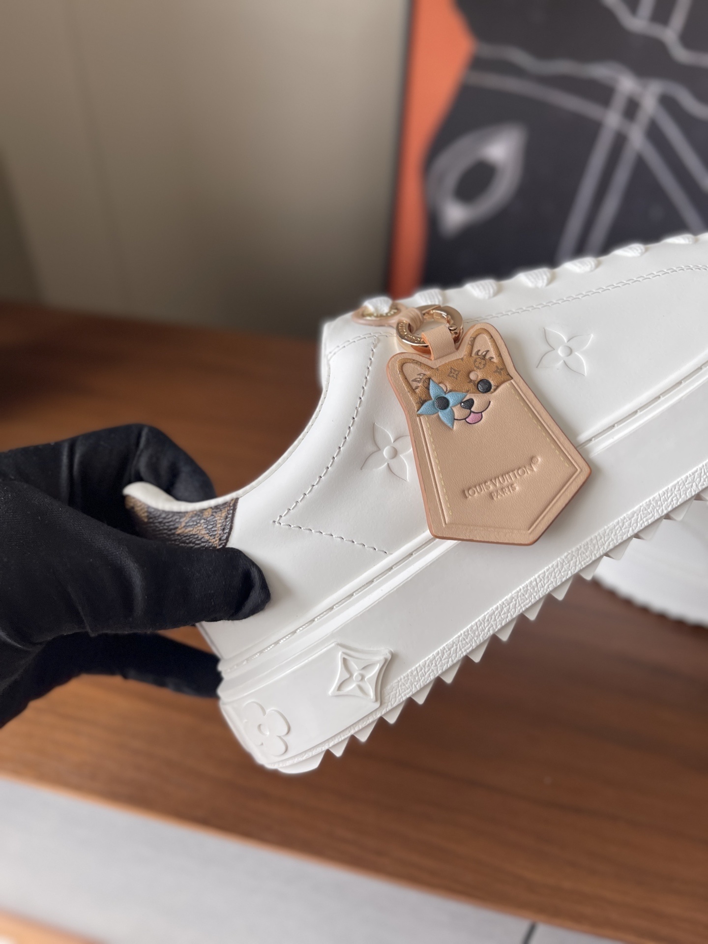 Louis Vuitton Women's White Leather Monogram Accent Sneakers