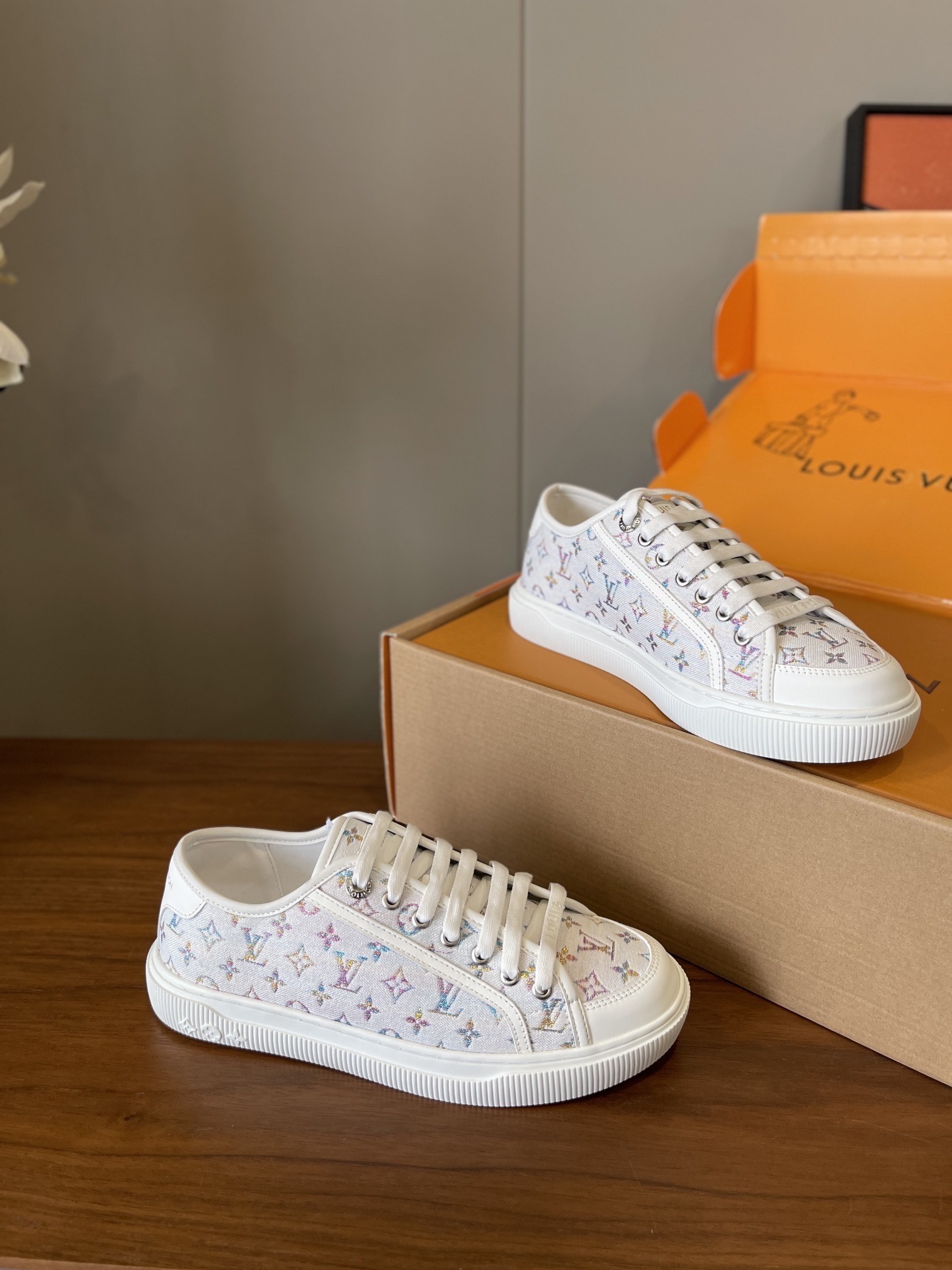Louis Vuitton White Multicolor Monogram Low-Top Sneakers