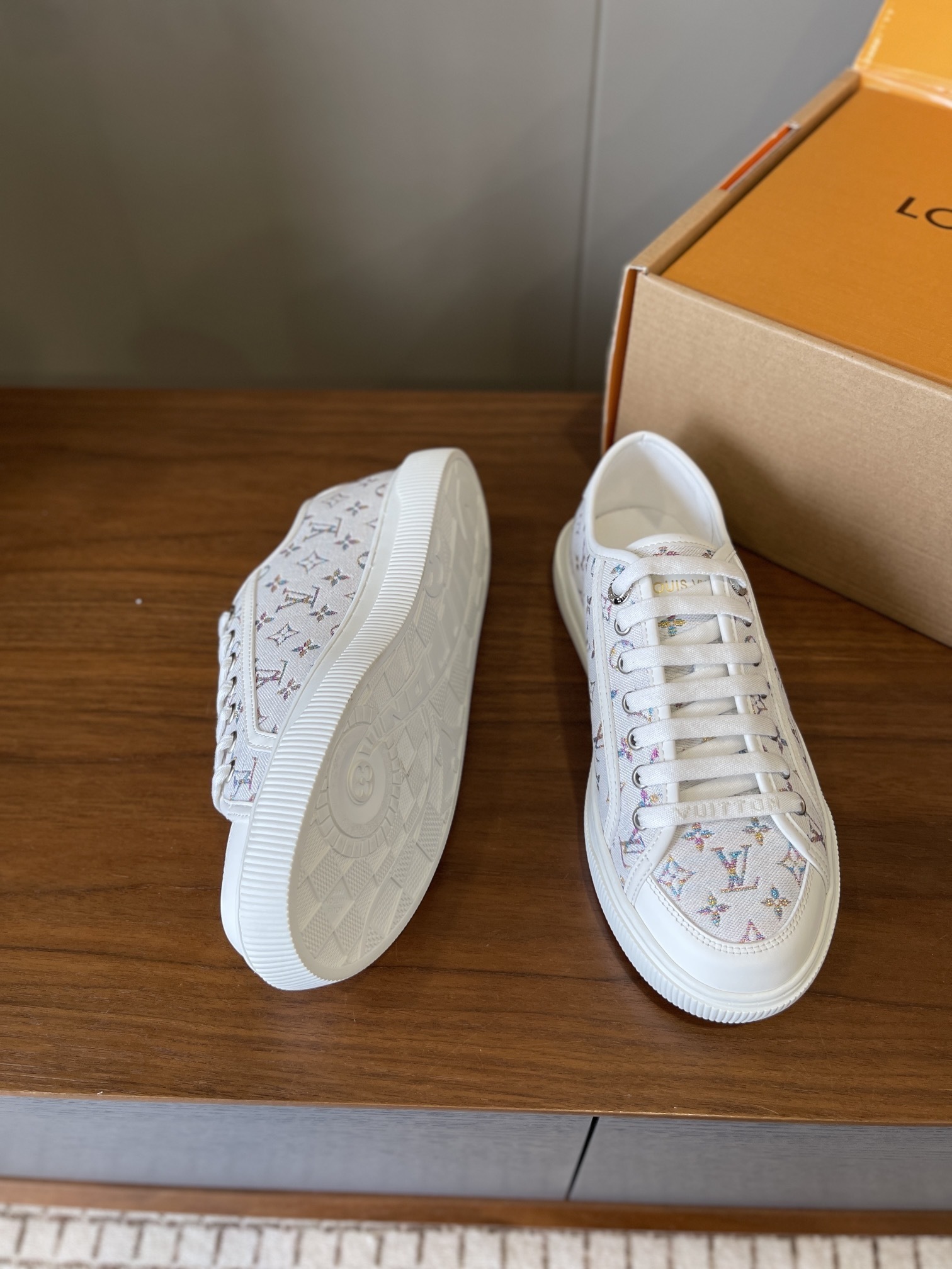 Louis Vuitton White Multicolor Monogram Low-Top Sneakers