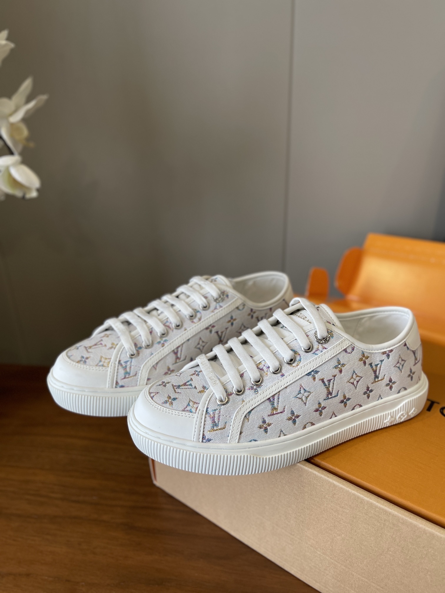 Louis Vuitton White Multicolor Monogram Low-Top Sneakers