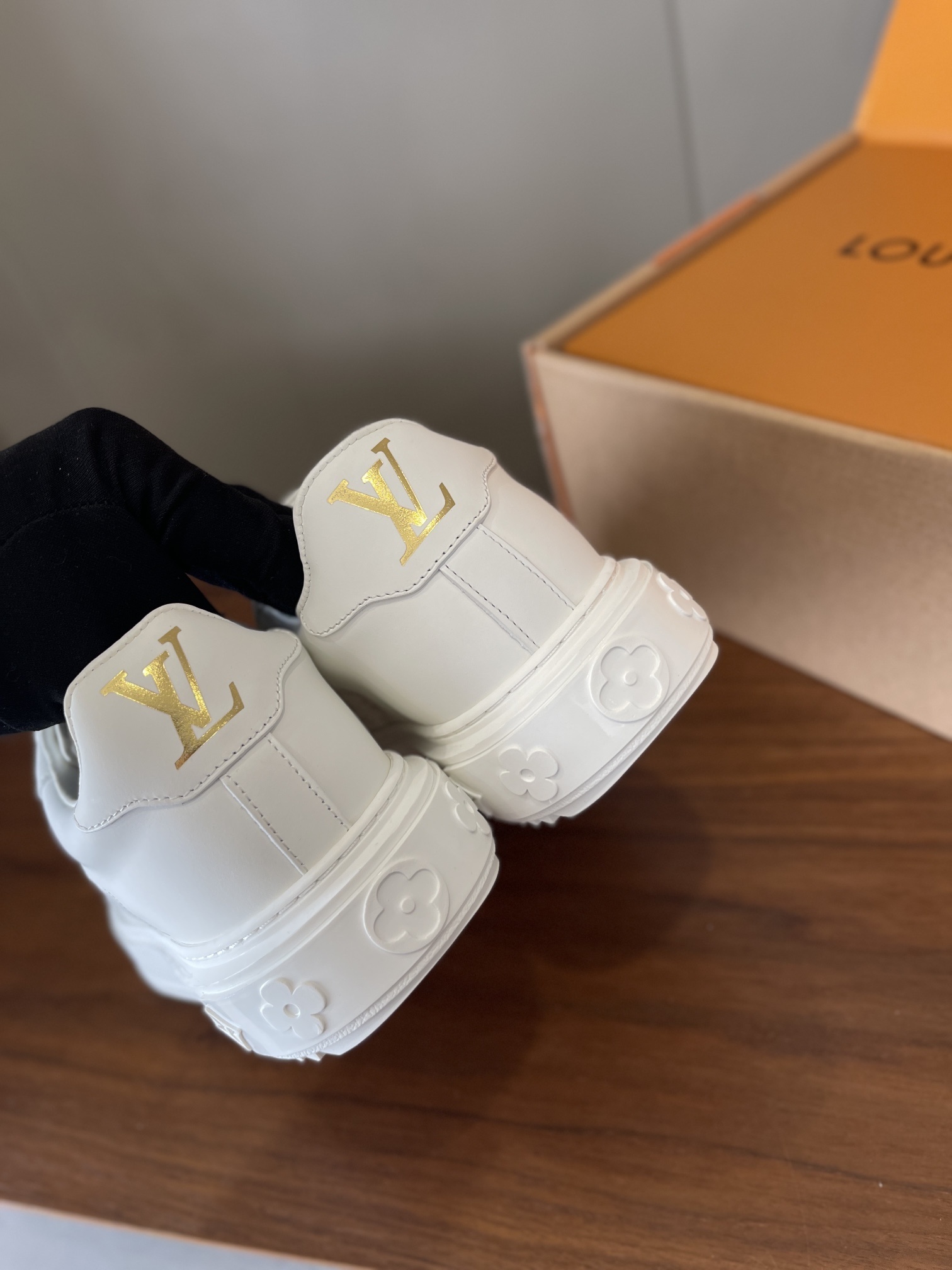 Louis Vuitton Time Out White Leather Sneakers with Monogram Charms