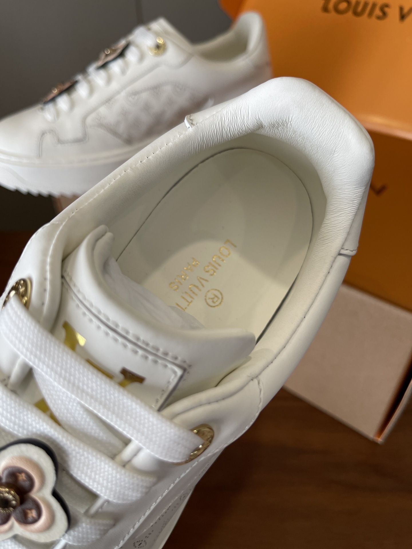 Louis Vuitton Time Out White Leather Sneakers with Monogram Charms