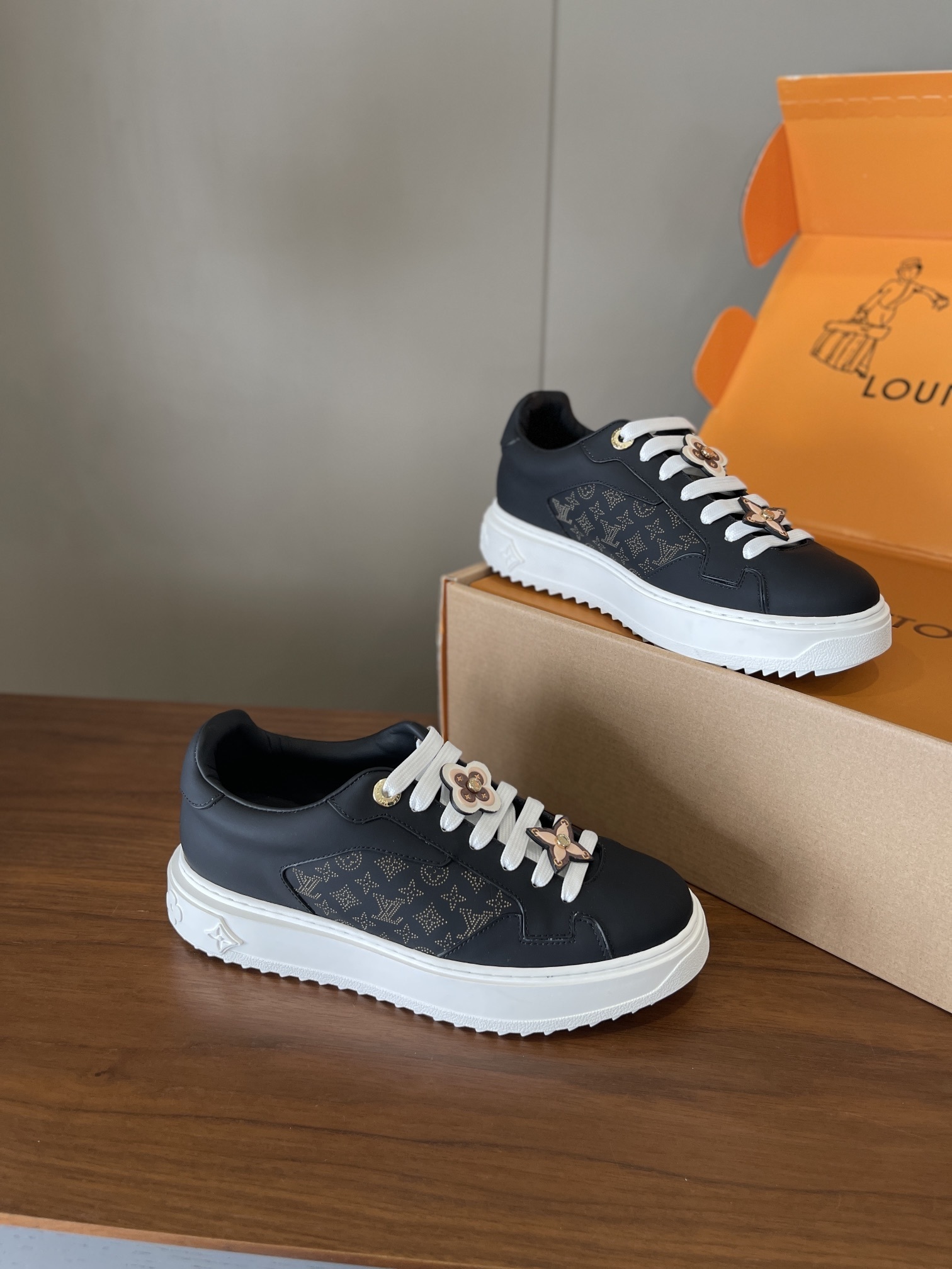 Louis Vuitton Time Out Monogram Sneakers with Flower Charms