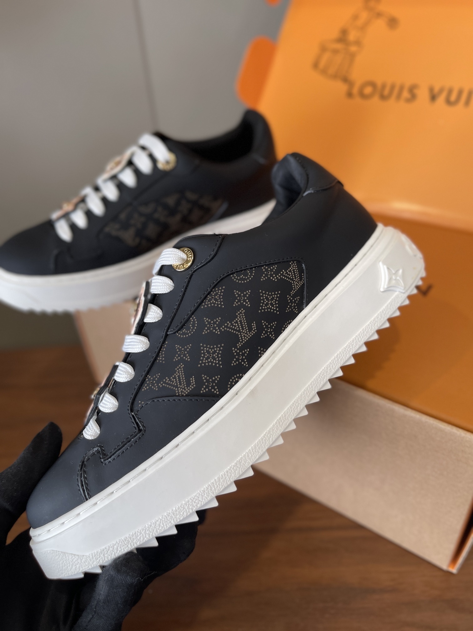Louis Vuitton Time Out Monogram Sneakers with Flower Charms
