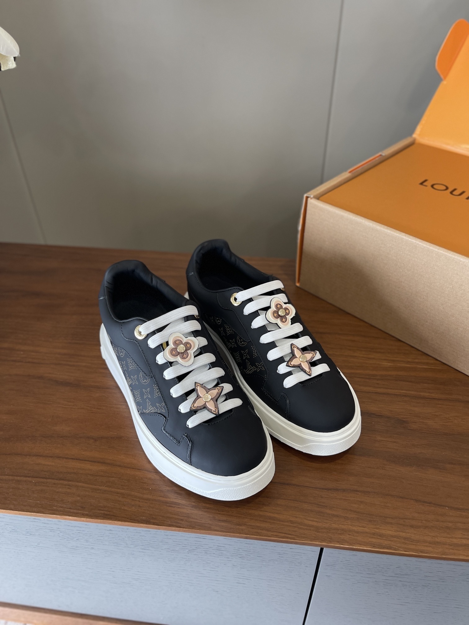 Louis Vuitton Time Out Monogram Sneakers with Flower Charms