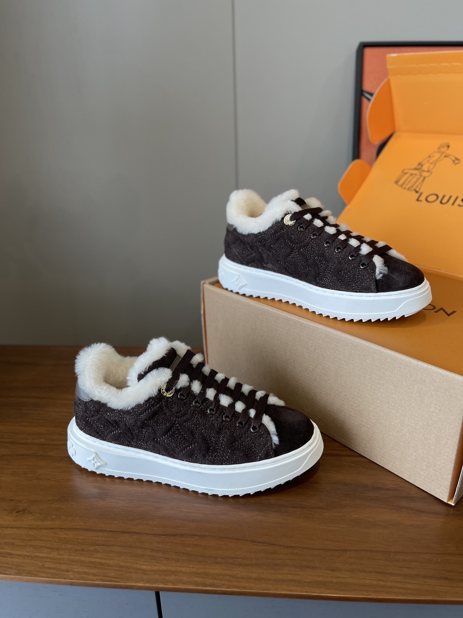 Louis Vuitton Time Out Sneaker Monogram Suede & Shearling