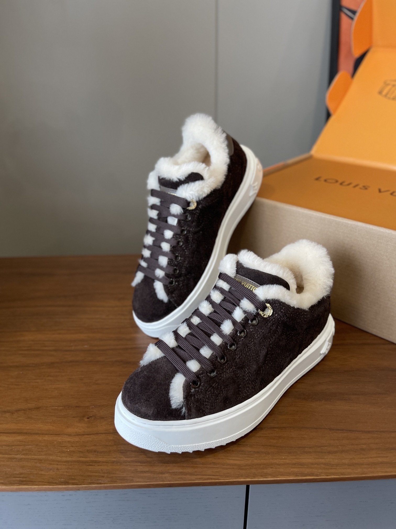 Louis Vuitton Time Out Sneaker Monogram Suede & Shearling