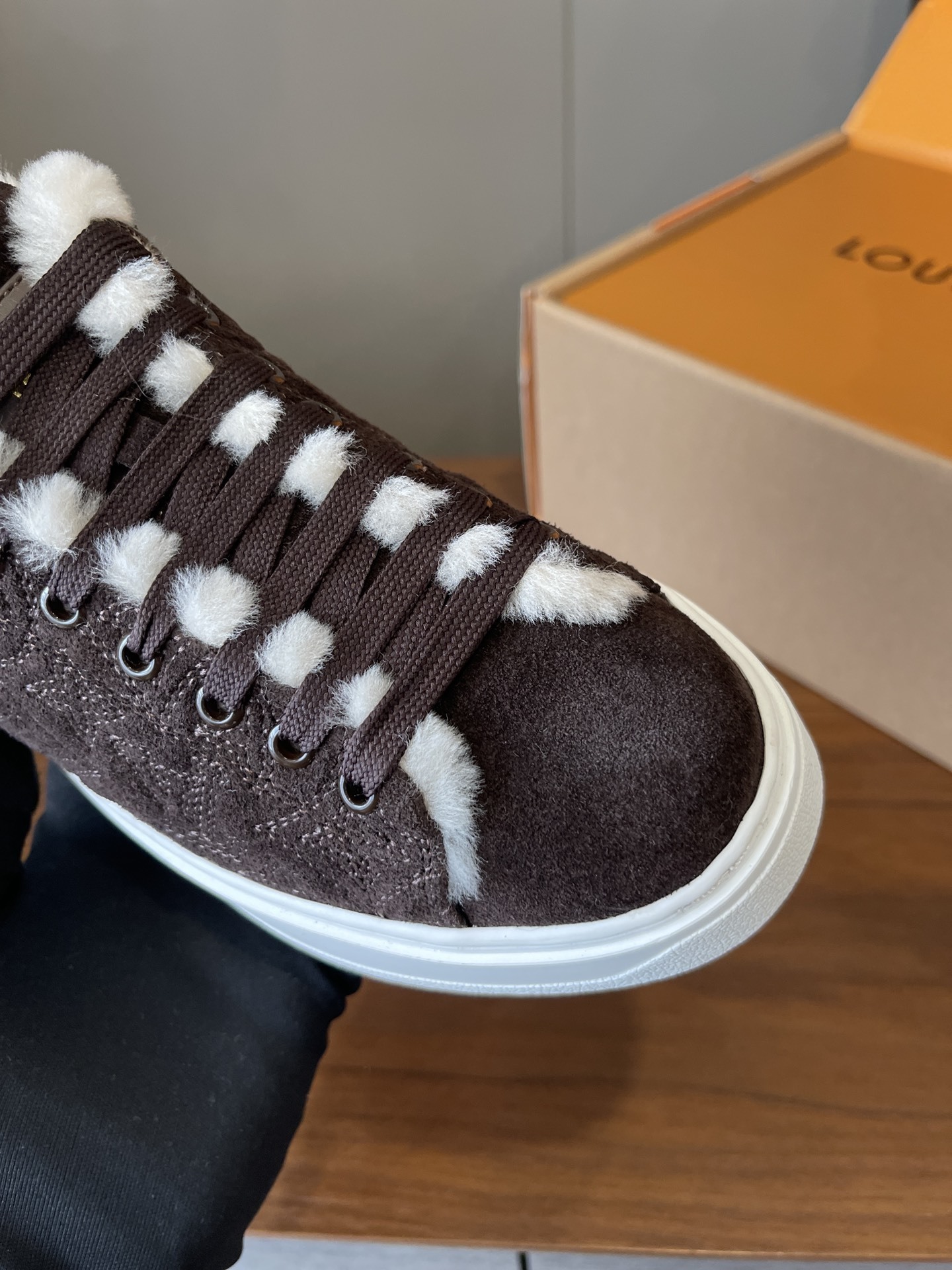 Louis Vuitton Time Out Sneaker Monogram Suede & Shearling