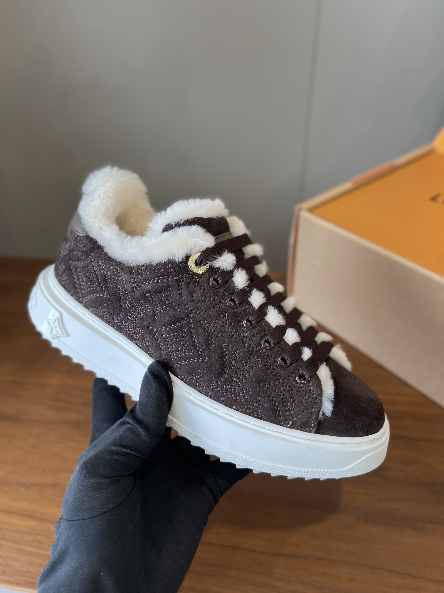Louis Vuitton Time Out Sneaker Monogram Suede & Shearling