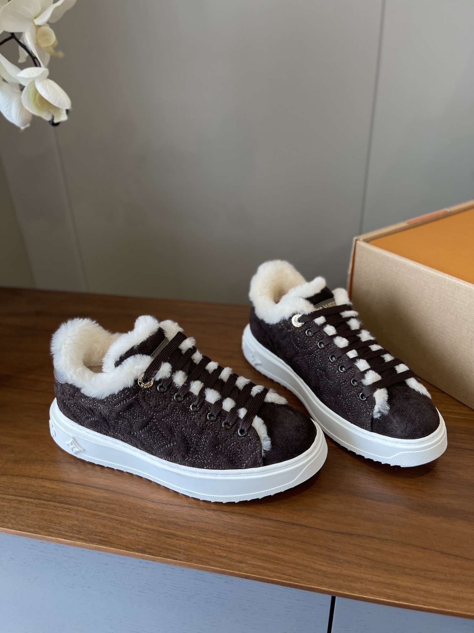 Louis Vuitton Time Out Sneaker Monogram Suede & Shearling
