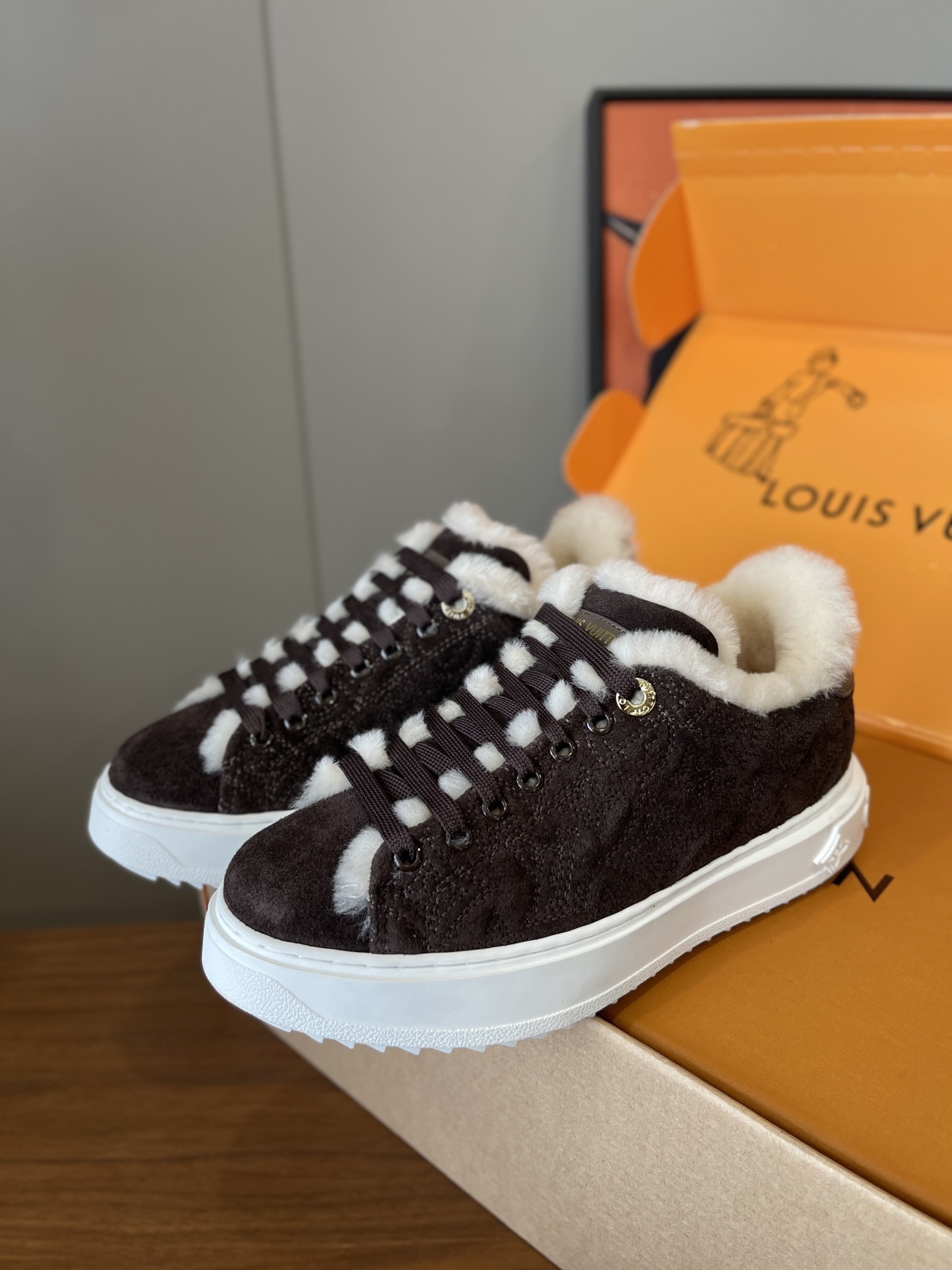 Louis Vuitton Time Out Sneaker Monogram Suede & Shearling