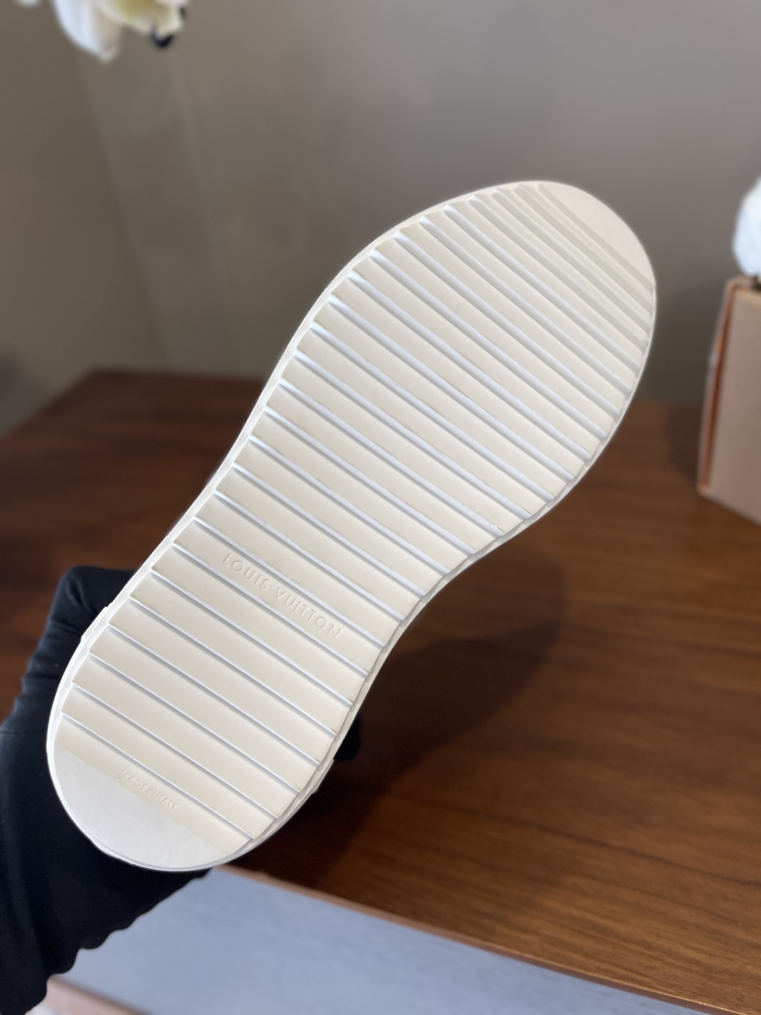 Louis Vuitton Monogram Suede Shearling Sneakers - Beige & White