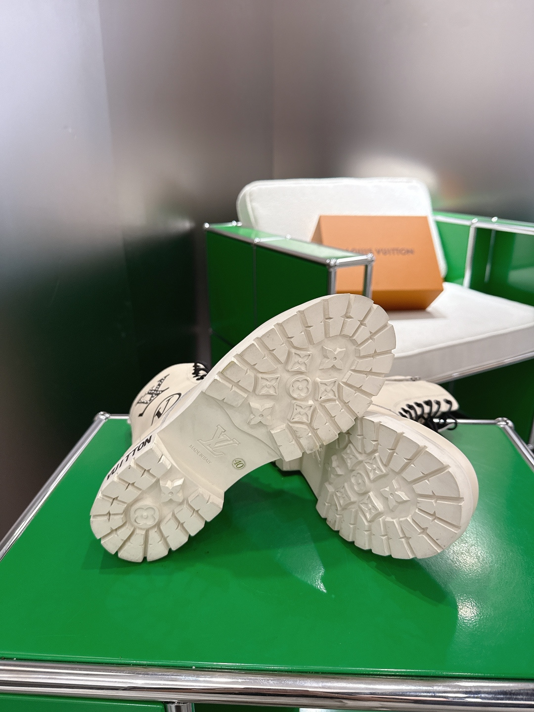 Louis Vuitton Territory Flat Ranger Boots - Cream Graphic Leather