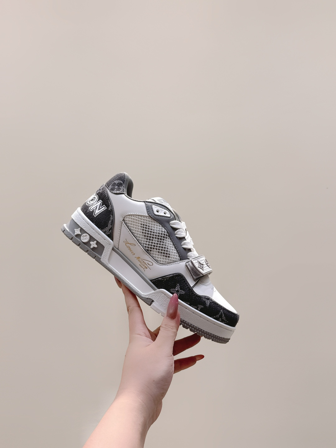 Louis Vuitton LV Trainer Sneaker - Grey & White Monogram Denim