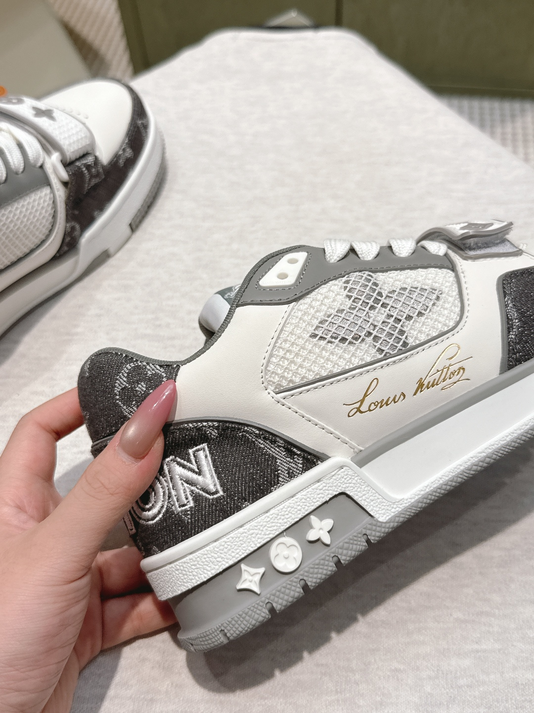 Louis Vuitton LV Trainer Sneaker - Grey & White Monogram Denim