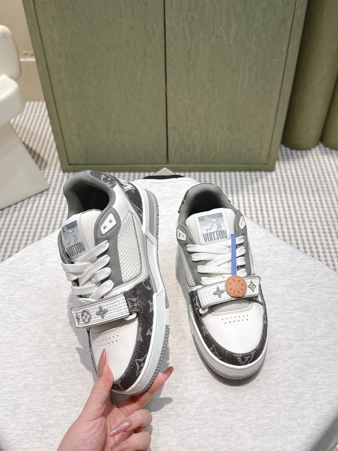 Louis Vuitton LV Trainer Sneaker - Grey & White Monogram Denim