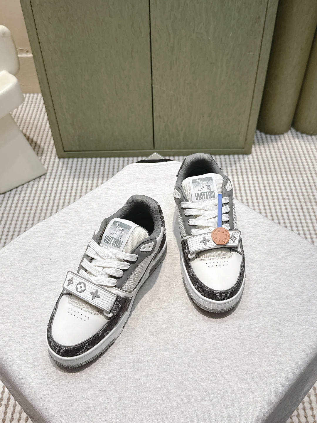 Louis Vuitton LV Trainer Sneaker - Grey & White Monogram Denim