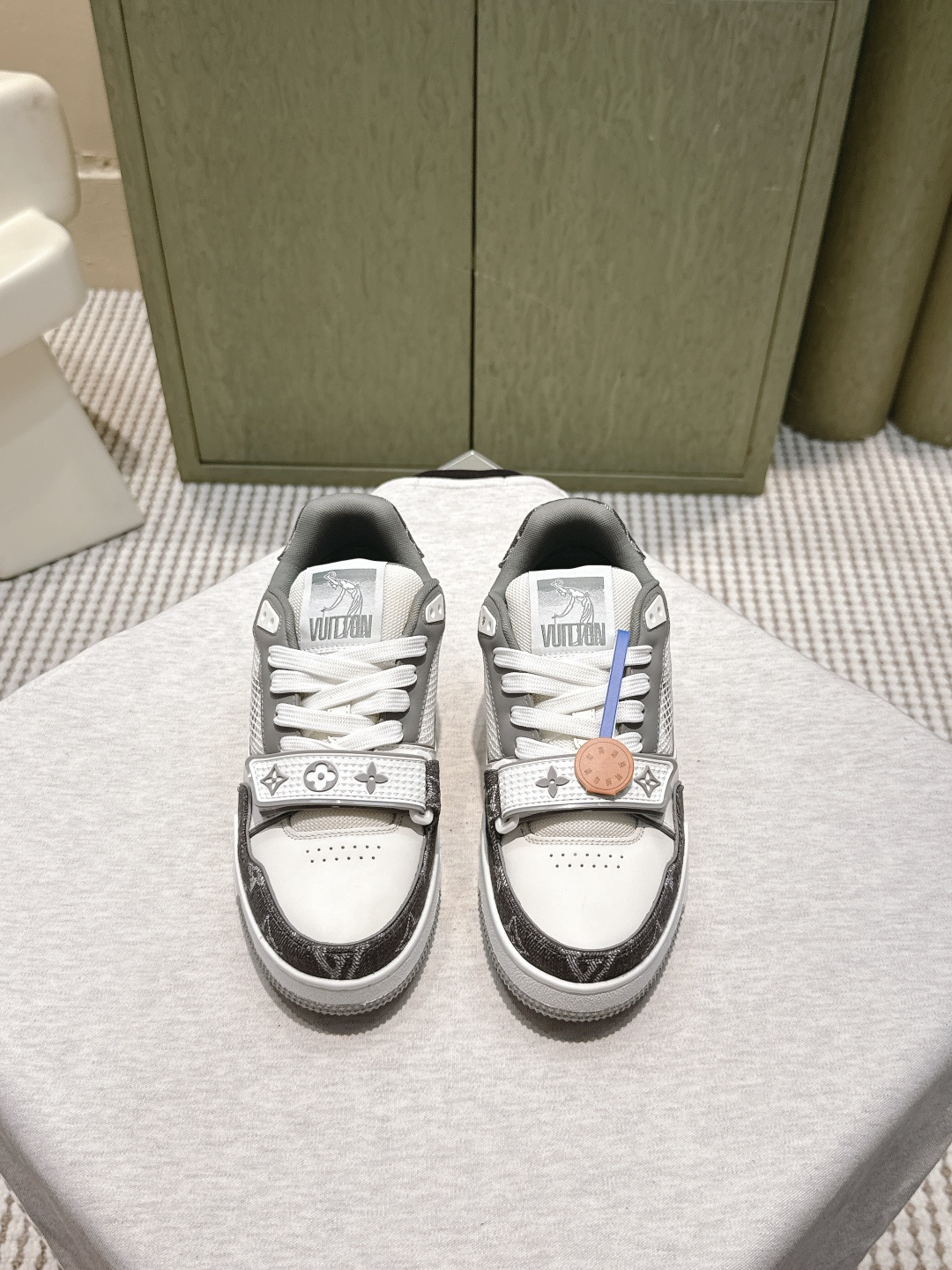 Louis Vuitton LV Trainer Sneaker – Grey & White Monogram Denim