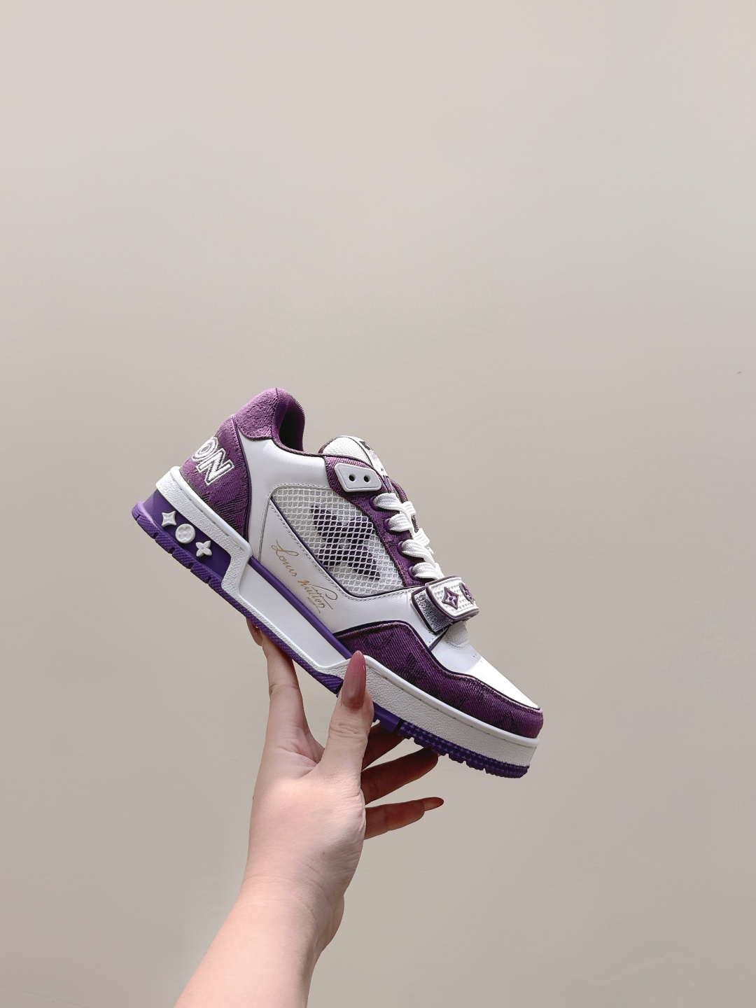 Louis Vuitton LV Trainer Sneaker - Purple & White Monogram Edition