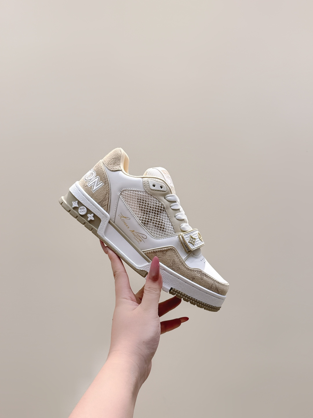 Louis Vuitton LV Trainer Sneakers Beige White Luxury Footwear