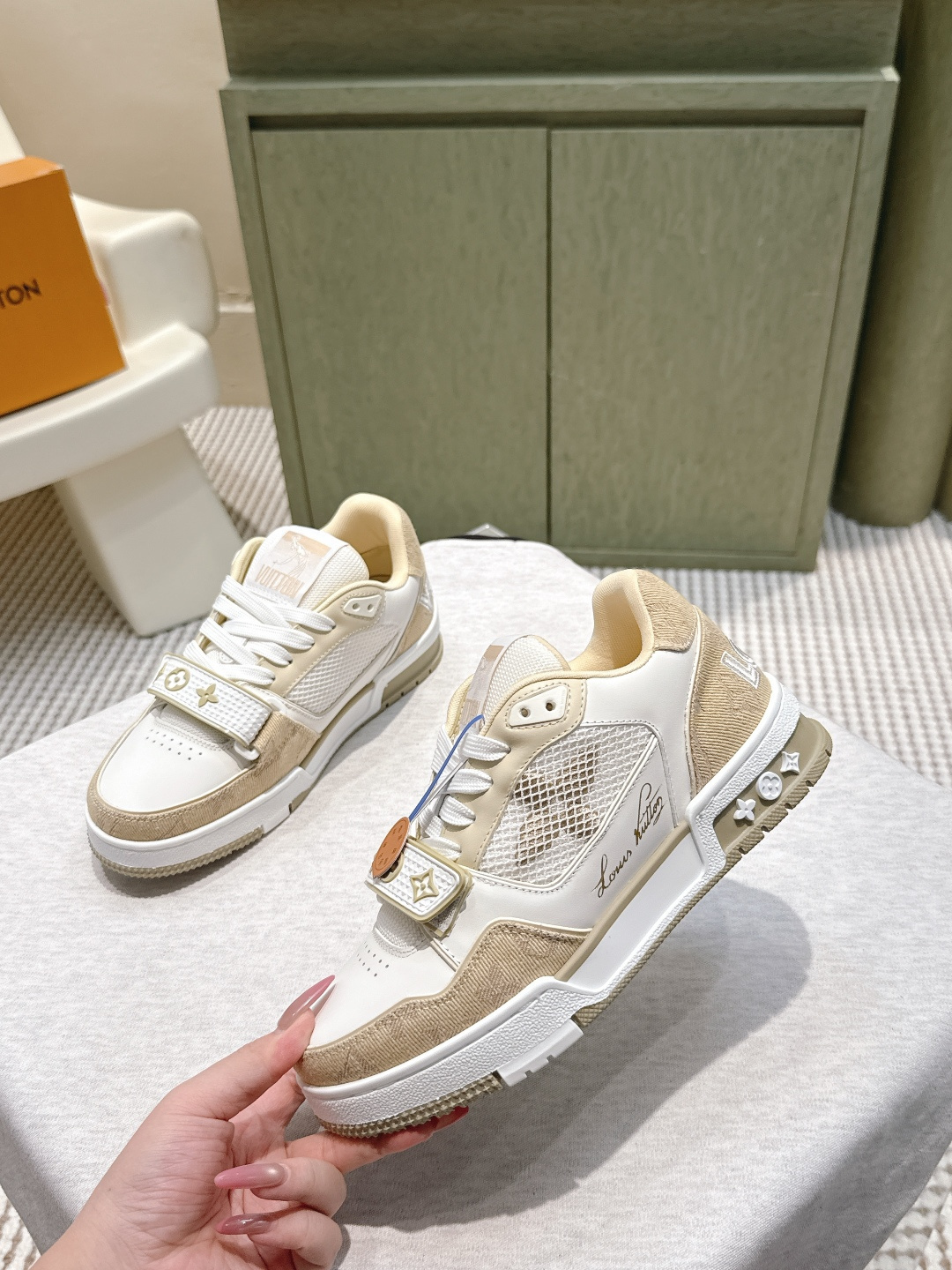 Louis Vuitton LV Trainer Sneakers Beige White Luxury Footwear