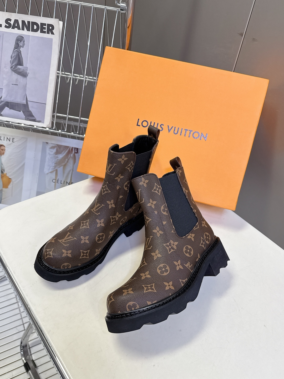 Louis Vuitton Women's Monogram Canvas Platform Ankle Boots