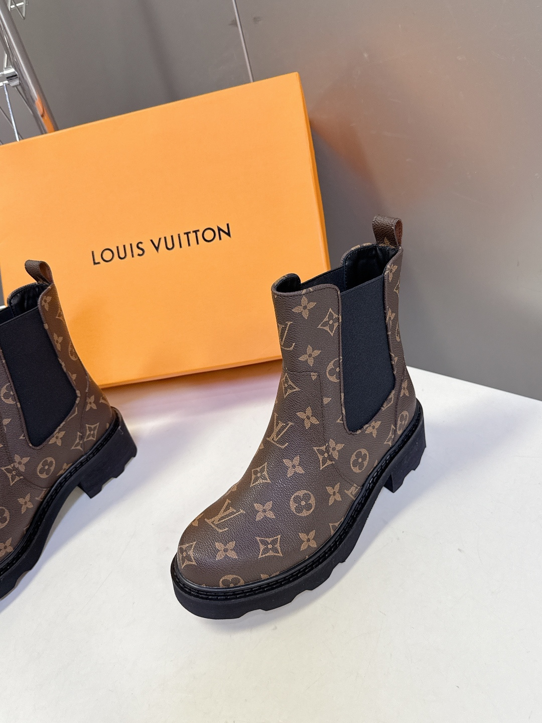 Louis Vuitton Women's Monogram Canvas Platform Ankle Boots