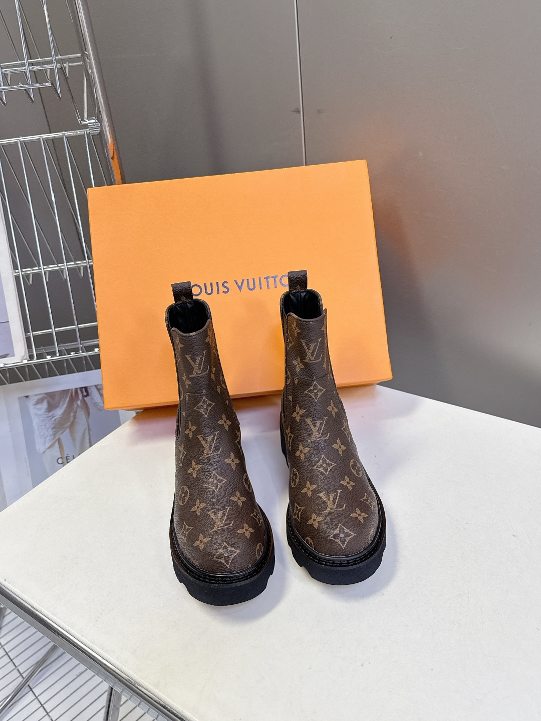 Louis Vuitton Women’s Monogram Canvas Platform Ankle Boots