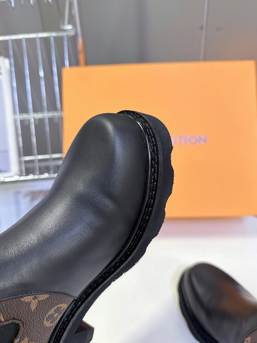 Louis Vuitton Monogram & Black Leather Chelsea Ankle Boots