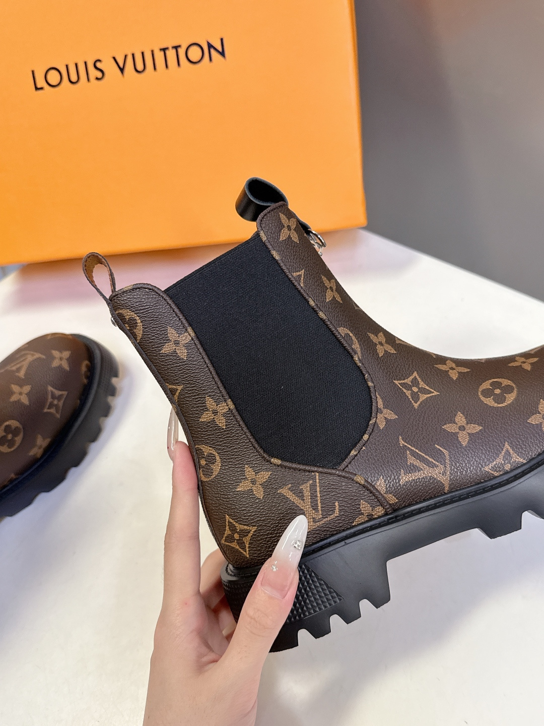 Louis Vuitton Monogram Canvas Chelsea Ankle Boots with Lug Sole