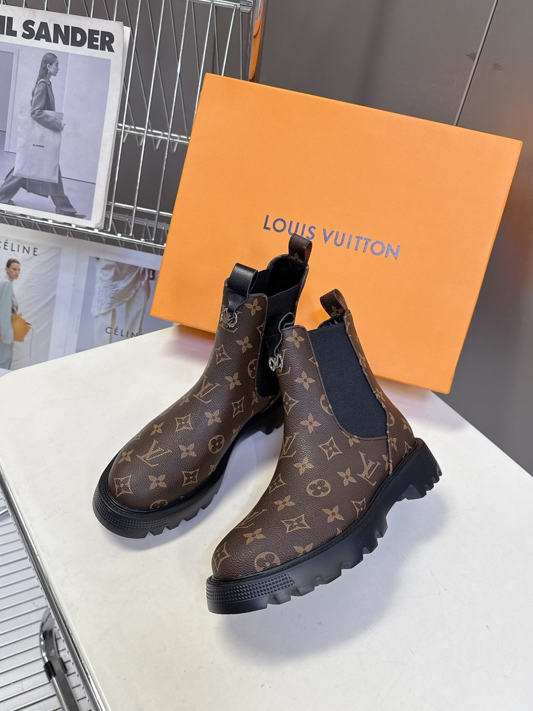 Louis Vuitton Monogram Canvas Chelsea Ankle Boots with Lug Sole