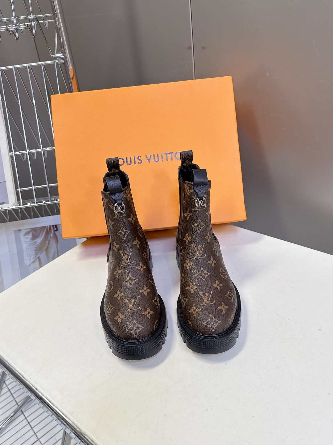 Louis Vuitton Monogram Canvas Chelsea Ankle Boots with Lug Sole