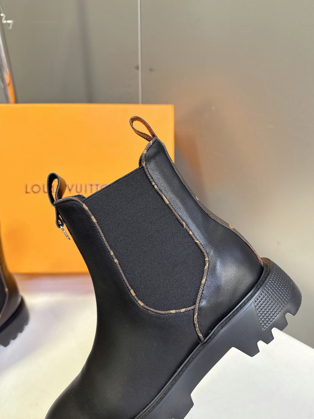 LV Black Leather Platform Chelsea Boots - Women's Luxury Footwear