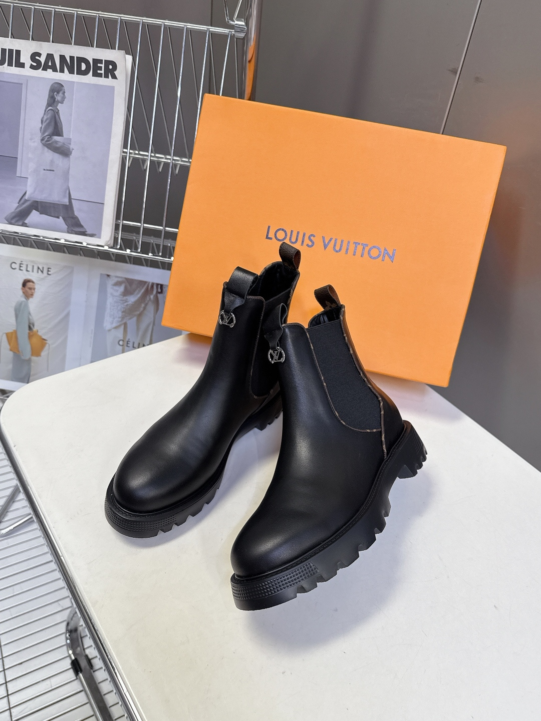 LV Black Leather Platform Chelsea Boots - Women's Luxury Footwear