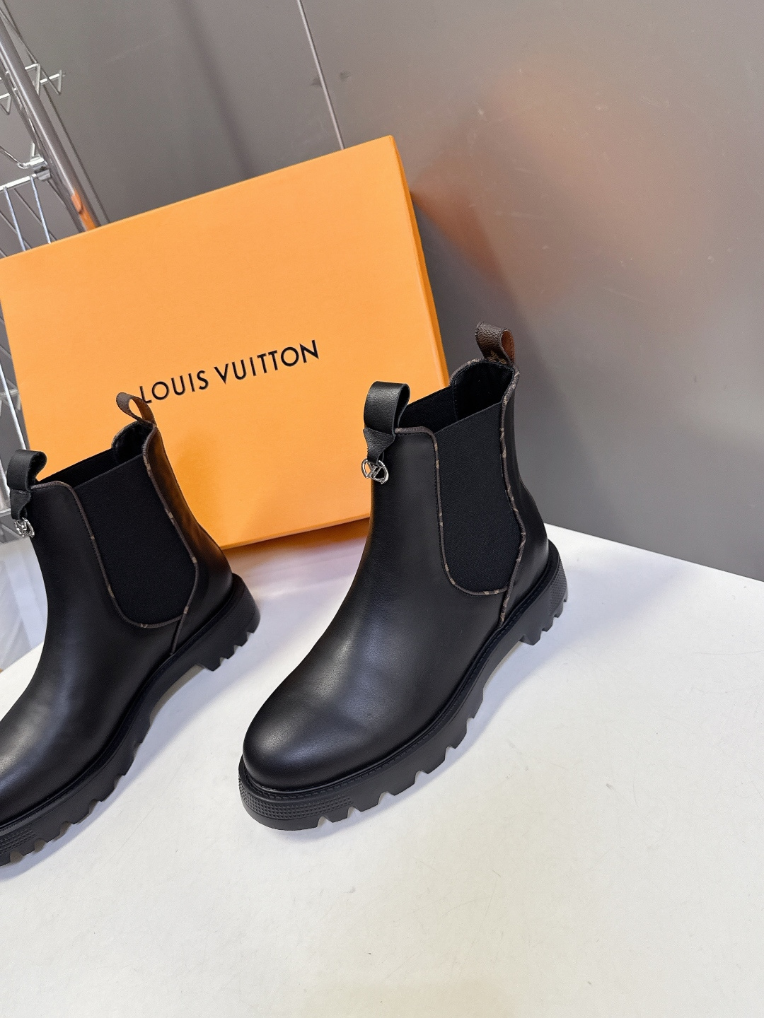 LV Black Leather Platform Chelsea Boots - Women's Luxury Footwear