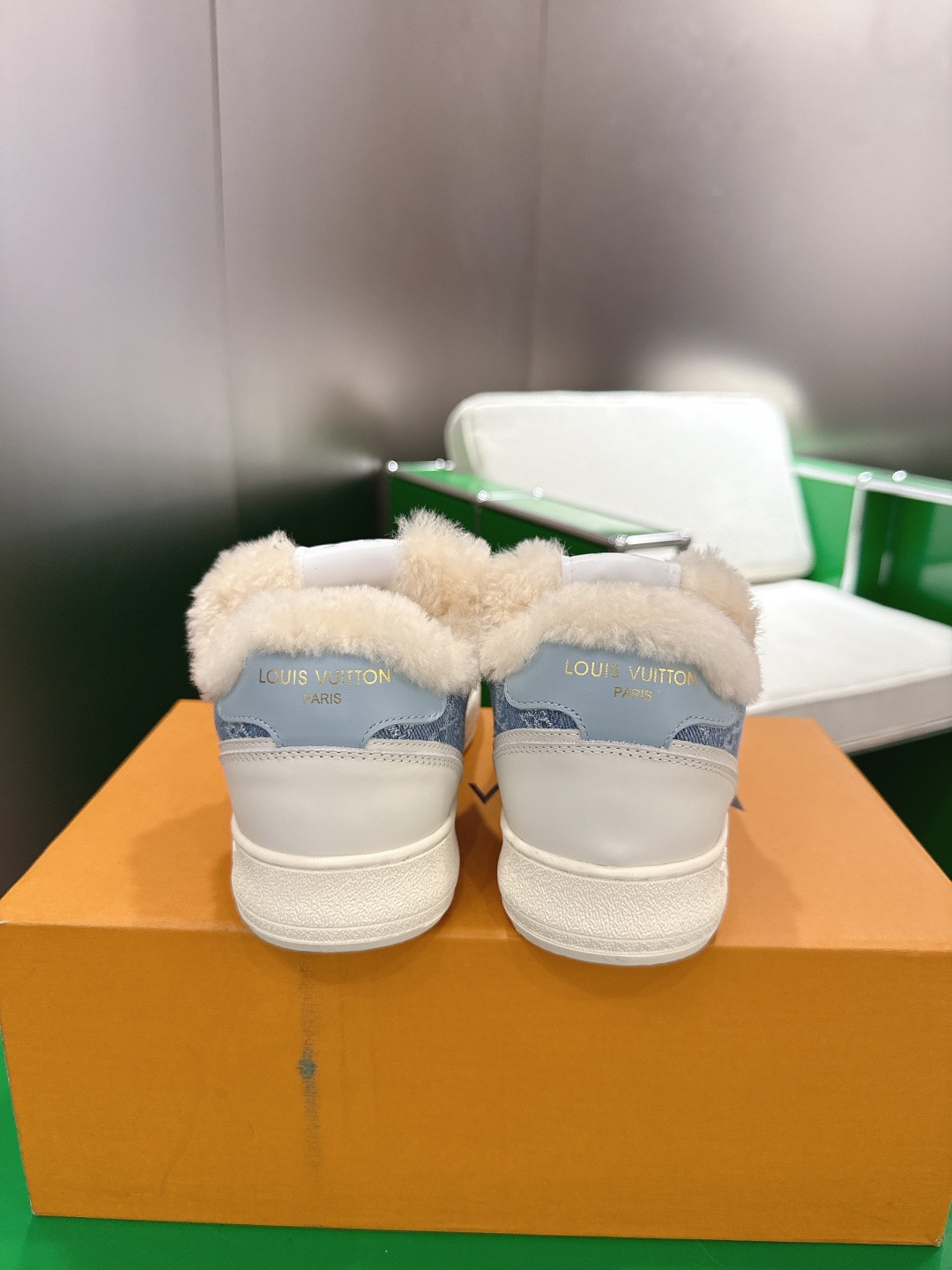 Louis Vuitton Monogram Denim Shearling-Lined Sneakers