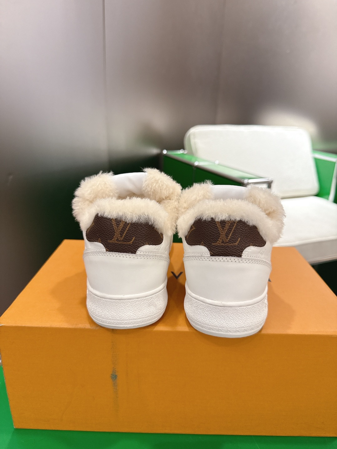 Louis Vuitton LV Trainer Sneaker with Shearling Lining - White